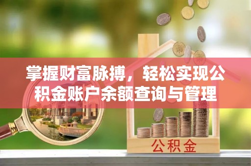 阳东掌握财富脉搏，轻松实现公积金账户余额查询与管理